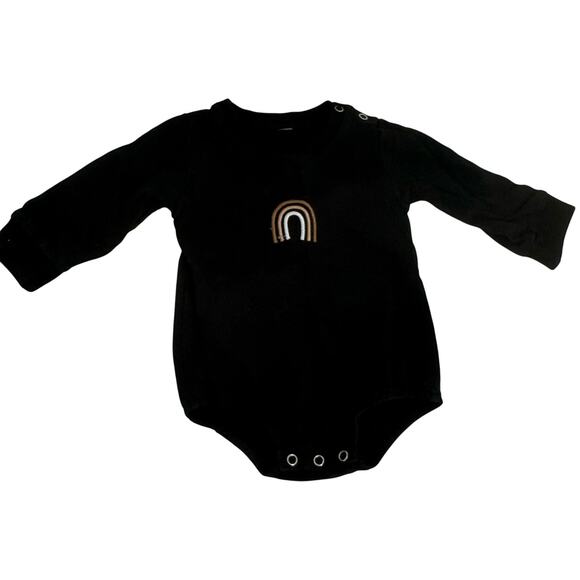 Black Neutral Rainbow Embroidered Bubble Romper 3-6 Months - Picture 1 of 2